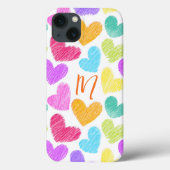 Niedliche Herzpastel Valentine Liebe Monogramm Case-Mate iPhone Hülle (Rückseite)