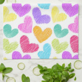 Niedliche Herzpastel Valentine Liebe Monogramm Geschirrtuch (Gefaltet)