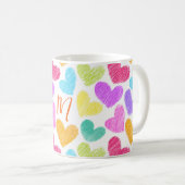 Niedliche Herzpastel Valentine Liebe Monogramm Kaffeetasse (VorderseiteRechts)