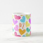 Niedliche Herzpastel Valentine Liebe Monogramm Kaffeetasse (Mittel)