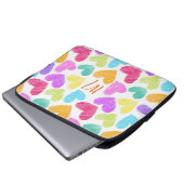 Niedliche Herzpastel Valentine Liebe Monogramm Laptopschutzhülle (Vorne Knopf)
