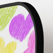 Niedliche Herzpastel Valentine Liebe Monogramm Pickleball Schläger (Linke Seite)