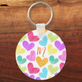 Niedliche Herzpastel Valentine Liebe Monogramm Schlüsselanhänger (Vorderseite)