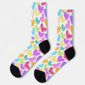 Niedliche Herzpastel Valentine Liebe Monogramm Socken (Linkes Detail)