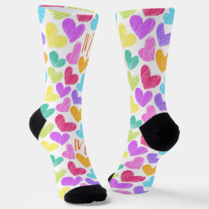 Niedliche Herzpastel Valentine Liebe Monogramm Socken