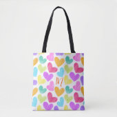Niedliche Herzpastel Valentine Liebe Monogramm Tasche (Vorderseite)
