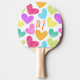 Niedliche Herzpastel Valentine Liebe Monogramm Tischtennis Schläger