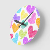 Niedliche Herzpastel Valentine Liebe Muster Runde Wanduhr (Winkel)