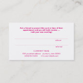 Niedliche HerzValentinskarte Empfehlungskarte (Rückseite)