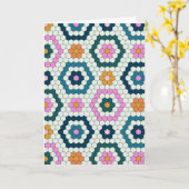 Niedliche Hexagon-Formen-Fliesenmuster Retro-Aquam Karte (Gelbe Blume)