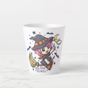 Niedliche Hexe auf einem Broomstick Milchtasse