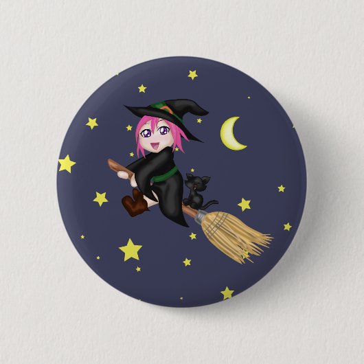 Niedliche Hexe Button (Vorderseite)