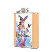 Niedliche Hexe, die die schwarze Katze hält, Thund Flachmann (Links)