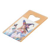 Niedliche Hexe, die die schwarze Katze hält, Thund Geldbeutel Flaschenöffner (Rückseite Schrägansicht)