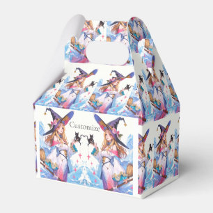 Niedliche Hexe, die die schwarze Katze hält, Thund Geschenkschachtel