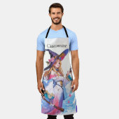 Niedliche Hexe, die die schwarze Katze hält, Thund Schürze (Getragen)