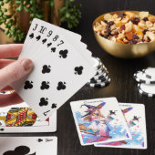 Niedliche Hexe, die die schwarze Katze hält, Thund Spielkarten (In Situ)