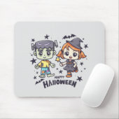 Niedliche Hexe Girl and Mischievous Zombie Boy Mousepad (Mit Mouse)