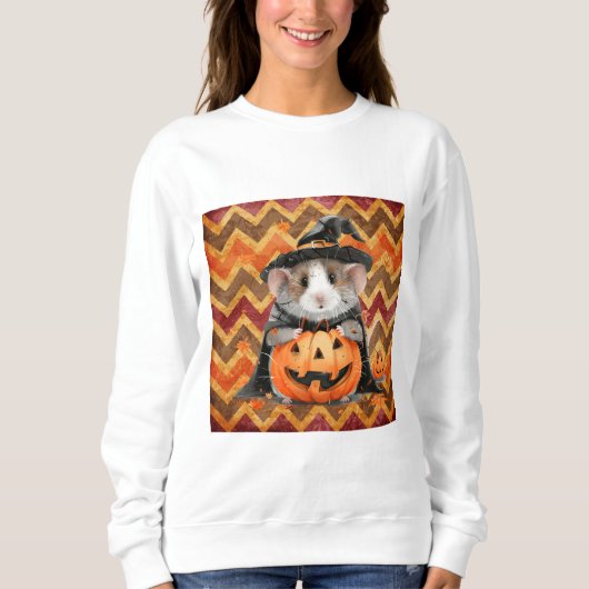 Niedliche Hexe Guinea Pig Halloween Zickzack Sweatshirt (Vorderseite)