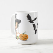 Niedliche Hexe Halloween Kaffeetasse (Vorderseite Links)