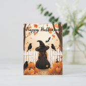 Niedliche Hexe Halloween Postkarte (Stehend Vorderseite)