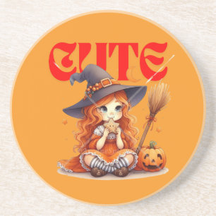 Niedliche Hexe Halloween Sandstone Untersetzer