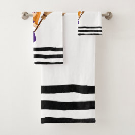 Niedliche Hexe im Lila HutHalloween Badhandtuch Set