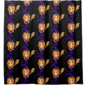 Niedliche Hexe im Lila HutHalloween Duschvorhang (Vorderseite)