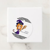 Niedliche Hexe im Lila HutHalloween Geschenkanhänger (Beispiel)