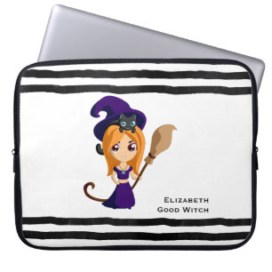 Niedliche Hexe im Lila HutHalloween Laptopschutzhülle