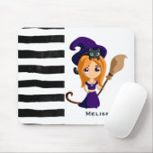 Niedliche Hexe im Lila HutHalloween Mousepad (Mit Mouse)