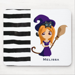 Niedliche Hexe im Lila HutHalloween Mousepad