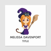 Niedliche Hexe im Lila HutHalloween Namensschild (Vorderseite)