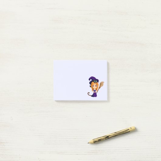 Niedliche Hexe im Lila HutHalloween Post-it Klebezettel (Auf Schreibtisch)
