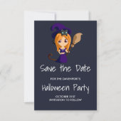 Niedliche Hexe im Lila HutHalloween Save the Date (Vorderseite)