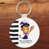 Niedliche Hexe im Lila HutHalloween Schlüsselanhänger (Vorderseite)