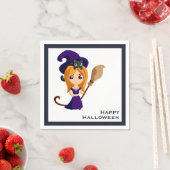 Niedliche Hexe im Lila HutHalloween Serviette (Beispiel)