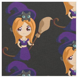 Niedliche Hexe im Lila HutHalloween Stoff