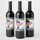 Niedliche Hexe im Lila HutHalloween Weinetikett (Flaschen)