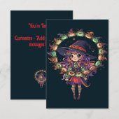 Niedliche Hexe juggnet ein Totenorb Einladung (Vorne/Hinten)