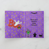 Niedliche Hexe, Katze, Fledermäuse und Spider, Lil Karte (Innenseite)