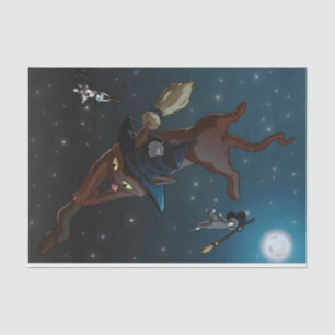 Niedliche Hexe-Katze gibt Illustration in die Seidenpapier