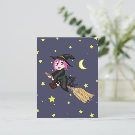 Niedliche Hexe Postkarte (Stehend Vorderseite)
