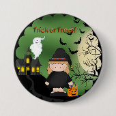 Niedliche Hexe-runder Knopf Halloweens Button (Vorderseite)
