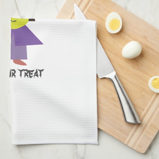 Niedliche Hexe - Trick oder Behandlung Küchentuch (Viertel Falte)