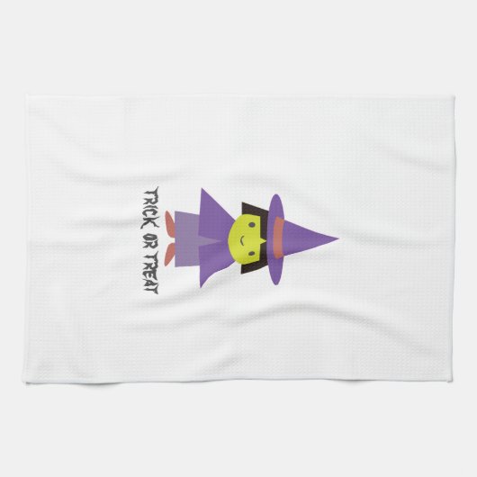 Niedliche Hexe - Trick oder Behandlung Küchentuch (Horizontal)