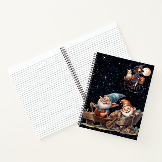 Niedliche Hexe und glückliche Gnomes Spiral Notebo Notizblock (Innenseite)