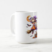 Niedliche Hexe und Kätzchen auf einem Zimmer Kaffeetasse (Vorderseite Links)