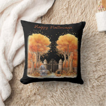 Niedliche Hexe und Katze Außentor Halloween