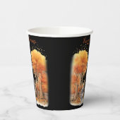 Niedliche Hexe und Katze Außentor Halloween Pappbecher (Links)